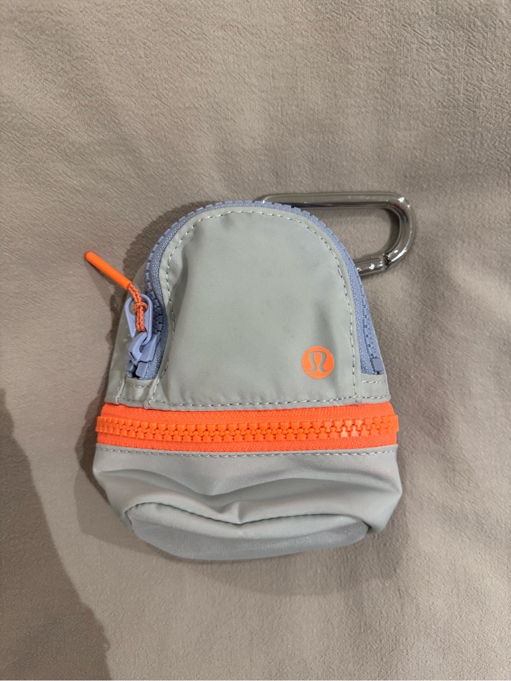 Lululemon Nano Backpack  - Light Gray & Neon Orange